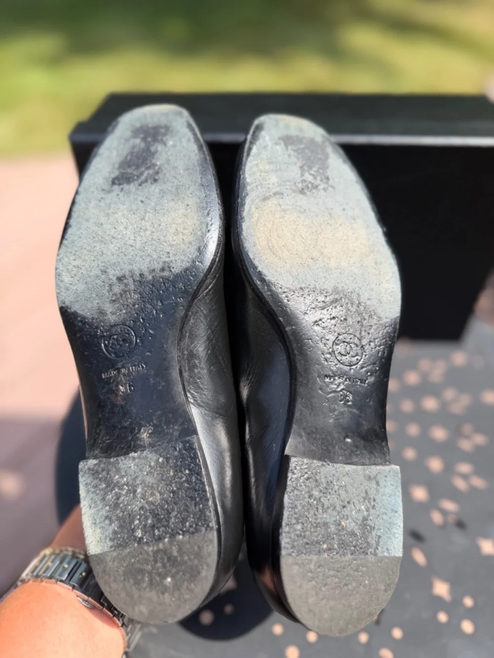 Chanel black calf skin leather moccasins - loafers size 36